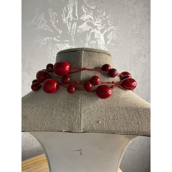 Tagua Necklace Red Organic Tagua Nut Jewelry - Picture 3 of 5